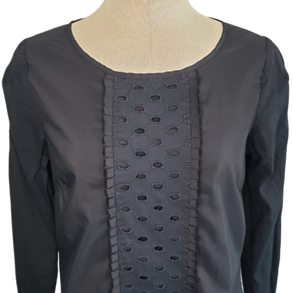 Gap black eyelet long sleeve popover top size XS - Picture 1 of 10